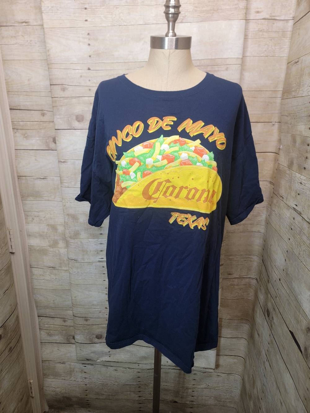 Cinco de Mayo Corona Taco Graphic Tee - Navy